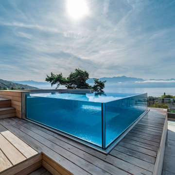 Spa inox, bois et verre