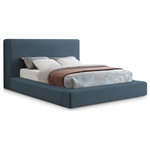 Meridian Furniture - Devin Upholseterd Bed, Navy, Full, Linen Textured - Curl up on this Devin full bed and feel like a VIP. This handsome bed has a distinctive upscale look, with its luxe navy linen textured fabric covering every square inch, from headboard to side rails and footboard, which are 8 inches thick for a luxuriously soft feel and comfort against your body while you relax and unwind before catching some Zs. The contemporary design is strikingly modern, adding an up-to-the-minute vibe to your bedroom space.