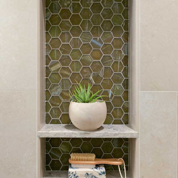 Shower Shelf Accented with Hexagon Tile