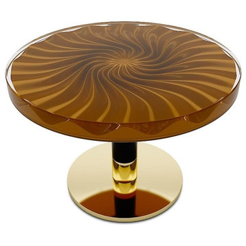 Spiral Wavy Round Coffee Table, Red, 23.6” (60cm)