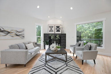 Inspiration for a large modern home design remodel in Portland