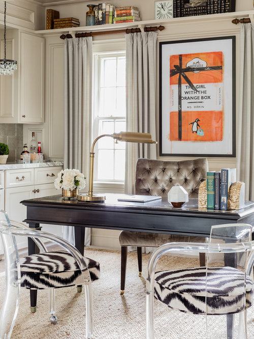 Home Office Design Ideas, Remodels & Photos with Beige Walls