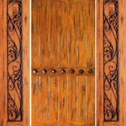Knotty Alder Entry Prehung Door with Two Sidelites, Clavos - Front Doors