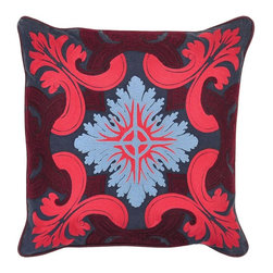 Venice Navy/Burgandy Pillow - Decorative Pillows