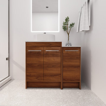 BNK 36" Freestanding Modern Bathroom Vanity With Sink Combo, Round Basin, 36 Inch