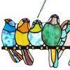 Gathering Birds Stained-Glass Window Panel,Green