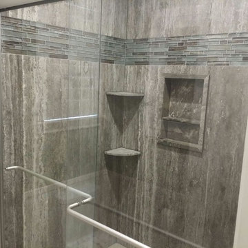 Vein Cut Silver Travertine Shower