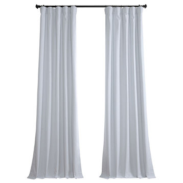 Vintage Thermal Cross Linen Weave Blackout Curtain Single Panel, White, 50w X 96