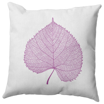 Leaf Study Indoor/Outdoor Throw Pillow, Orchid, 18"x18"