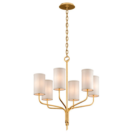 Juniper Chandelier, Gold Leaf Finish, 6-Light