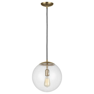 Leo - Hanging Globe Pendant Light in Satin Brass