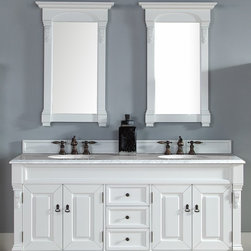 72 inch Cottage White Double Bathroom Vanity Optional Countertops - Bathroom Vanities And Sink Consoles
