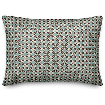Folk Geometric Pattern in Blue Throw Pillow