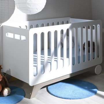 Lit bébé évolutif 70x140 blanc/lin Victoire