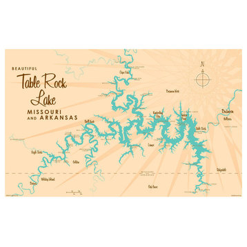Lakebound Table Rock Lake Missouri Map Art Print, 30"x45"