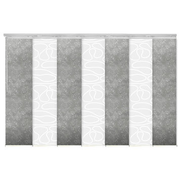 Calisto-Poppy 7-Panel Track Extendable Vertical Blinds 110-153"x94", Satin Nickel Track