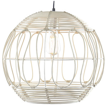 Wicker Globe Style Hanging Pendant Lamp