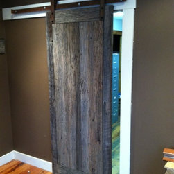 Custom Reclaimed Wood Barn Door for Rustic Home Office - Interior Doors