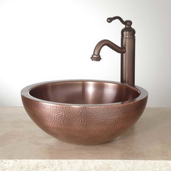 14" CASALINA DOUBLE-WALL HAMMERED COPPER VESSEL SINK - Bathroom Sinks