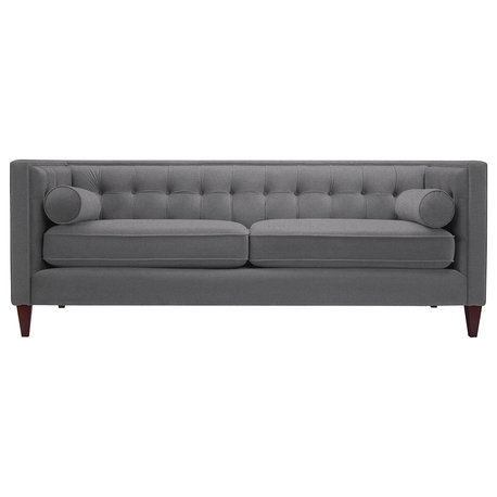 Jack 84" Modern Tuxedo Tufted Sofa, Steeple Gray Polyester