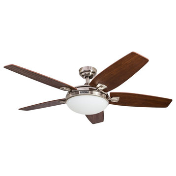 Honeywell Carmel Ceiling Fan With Light and Remote, 48", Brushed Nickel