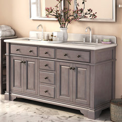 60 inch Rustic Double Sink Bathroom Vanity Marble Top - Bathroom Vanities And Sink Consoles