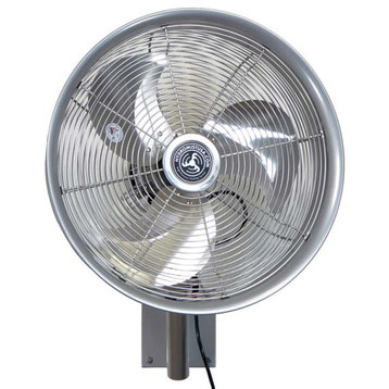 HydroMist Outdoor rated Shrouded 3 speed wall mounted  fan -Silver