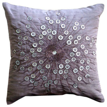 Medallion Purple Art Silk Throw Pillow Covers 16"x16", Violet Light