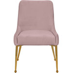 Meridian Furniture - The Ace Dining Chair, Pink and Gold, Pleated Velvet, Set of 2 - Elegant and eye-catching, the stunning Pink Velvet Ace Dining Chair from Meridian Furniture is the perfect addition to any space.