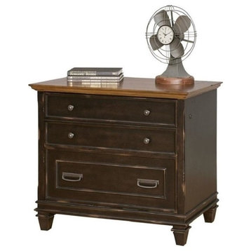 Bowery Hill Transitional Wood File Cabinet with Drawers in Black