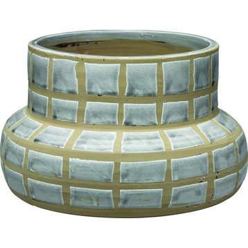 Grid Ceramic Vase, Gray Ceramic