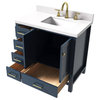 Cambridge Midnight Blue 37" Right Offset Rectangle Sink Vanity With Quartz Top