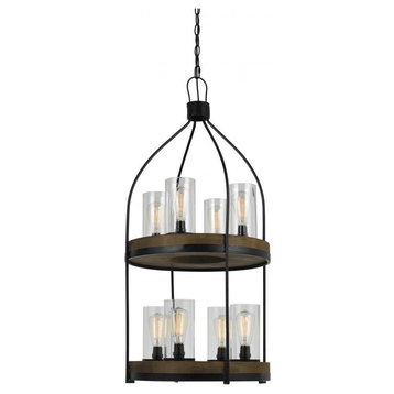 Iron/Wood Chardon 8 Light 20" Wide Chandeliers with Clear Glass Shades