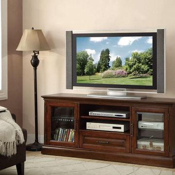 Coaster | Traditional-Styled 60" TV Console | Glass Doors and Cherry Wood