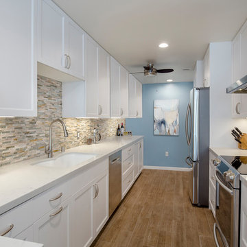 Playa Del Rey, CA. Galley Kitchen Redefined + Deep Purple Powder Room