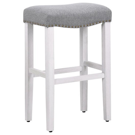 29" Upholstered Saddle Seat Bar Stool in Gray