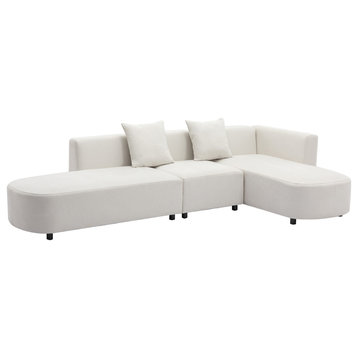 Luxury Modern Style Living Room Upholstery Sofa, White
