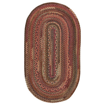Harborview Oval Braided Rug, Red, 5'x8'