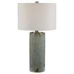 Uttermost - Uttermost Callais Crackled Aqua Table Lamp - Ceramic Table Lamp Finished In A Crackled Aqua Blue Glaze With Dark Rustic Bronze Distressing, Accented With Brushed Nickel Details.  UL approved requires 1 X 150 watt max.