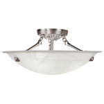 Livex Lighting - Oasis Ceiling Mount, Brushed Nickel - This ceiling mount features contour lines and a bowed profile. With an understated design, this piece is perfect for any space in your home. Featuring a white alabaster glass and brushed nickel finish, this fixture will effortlessly blend with your existing d�cor.