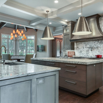 Transitional Living Room and Kitchen Collaboration