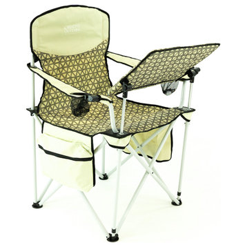 iChair Folding Wine Chair With Adjustable Table, Brown Diamond