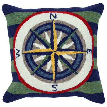 Frontporch Striped Compass Indoor/Outdoor Pillow Multi 18"x18"