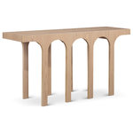 Meridian Furniture - Westfield Console Table, Black, 58" Wide, Natural, 58"wide, Console Table - Finish off the look of your space with this beautiful Westfield natural console table. Its rich natural oak finish, oak veneer, and mixture of solid wood and MDF blend seamlessly in an art deco design. Ideal for entryways or living rooms, it offers both style and functionality with ample surface area and storage options. Take your decor to the next level with this statement piece that combines classic craftsmanship and modern sensibility, perfect for showcasing your personal style and enhancing any room's ambiance.