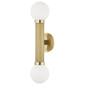 Reade 2 Light Wall Sconce, Aged Brass Finish