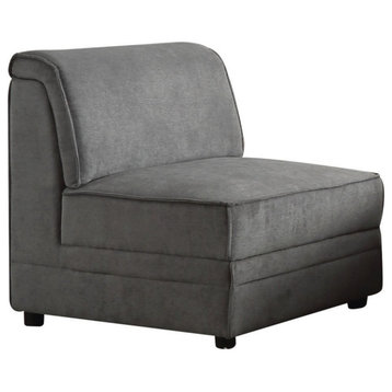 30" Gray And Black Velvet Slipper Chair