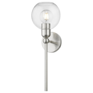 Downtown 1 Light Brushed Nickel Sphere Single Sconce