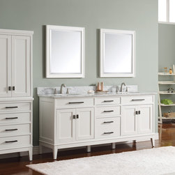 Avanity Madison 73 in. Double Vanity in White finish with Carrera White Marble T - Products