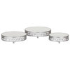 3-Piece Round Mirror-Top Decorative Tray Dessert Stand Set, Silver
