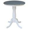 30" Round Solid Wood Gray  Table With 2 X-Back Counter Stools